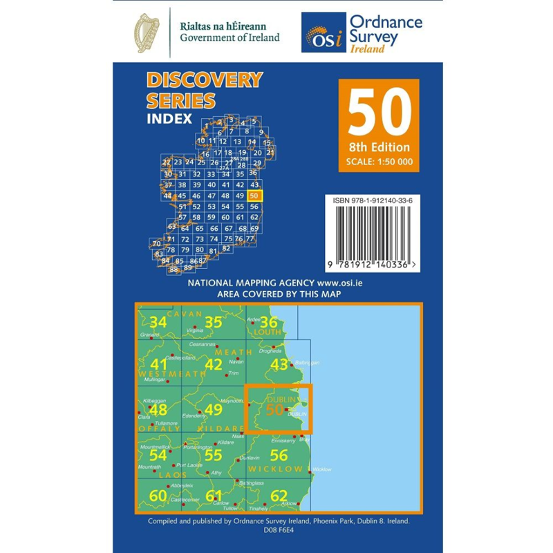 OSI Discovery Series Sheet 50 Dublin Kildare Meath Wicklow. 8th Edition 2021-1